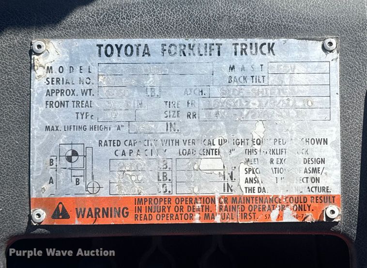 image for item DQ4123 1999 Toyota 42-6FGCU15 forklift