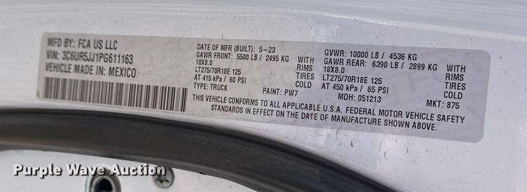 image for item DQ7717 2023 RAM 2500 Crew Cab pickup truck