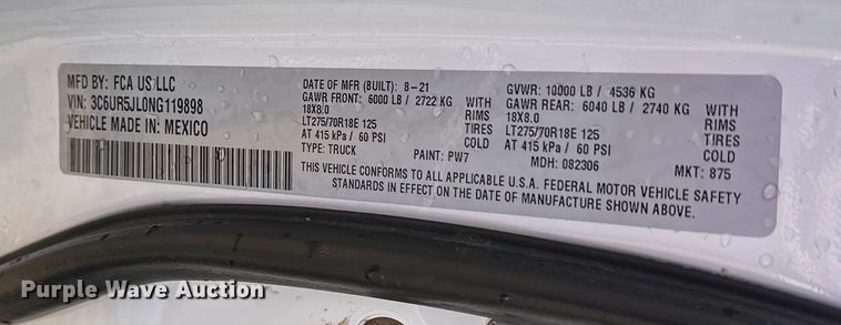 image for item DQ7722 2022 RAM 2500 Crew Cab pickup truck