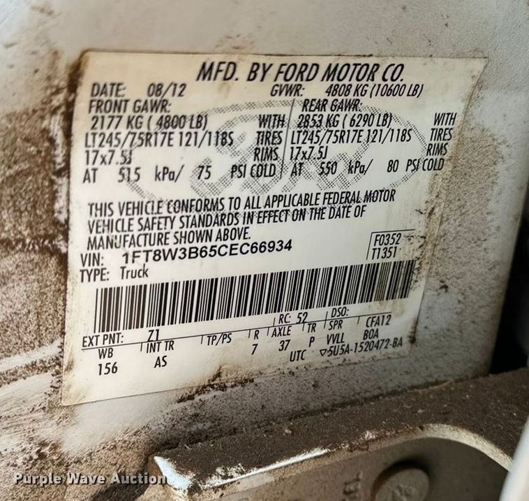 image for item DQ7727 2012 Ford F350 Super Duty Crew Cab pickup truck