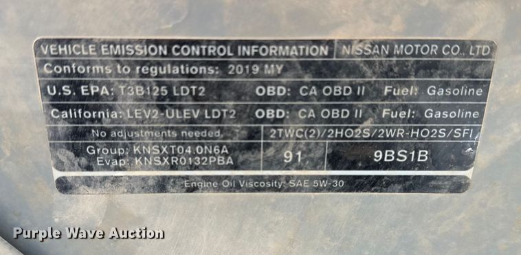 image for item DQ7728 2019 Nissan Frontier Crew Cab pickup truck