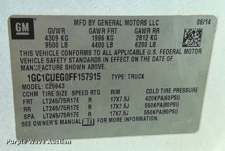 image for item DX5877 2015 Chevrolet Silverado 2500HD Crew Cab pickup truck