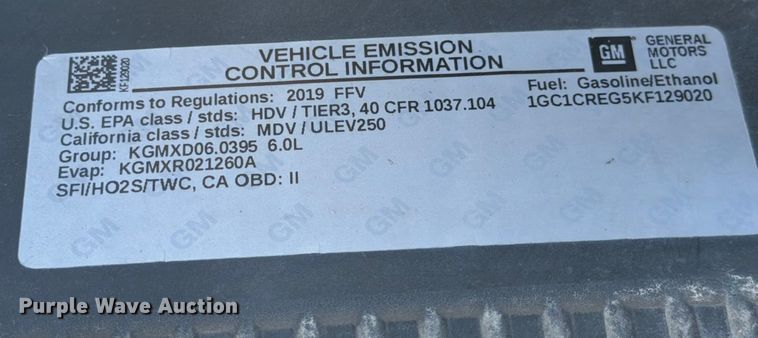 image for item DX5878 2019 Chevrolet Silverado 2500HD Crew Cab utility bed pickup truck