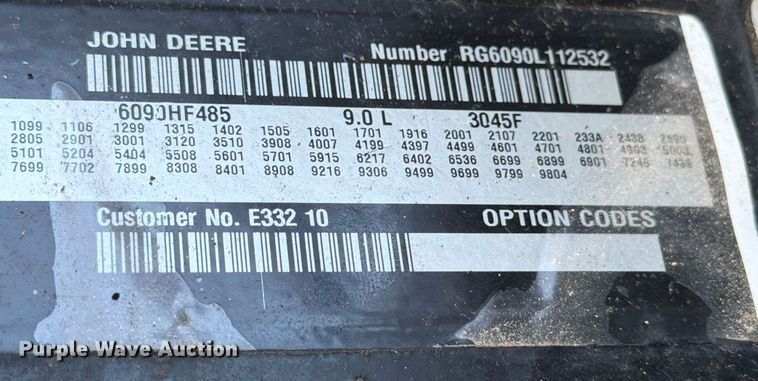 image for item DX5879 John Deere 6090 power unit