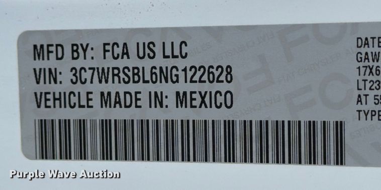 image for item DX5882 2022 RAM 3500 flatbed truck