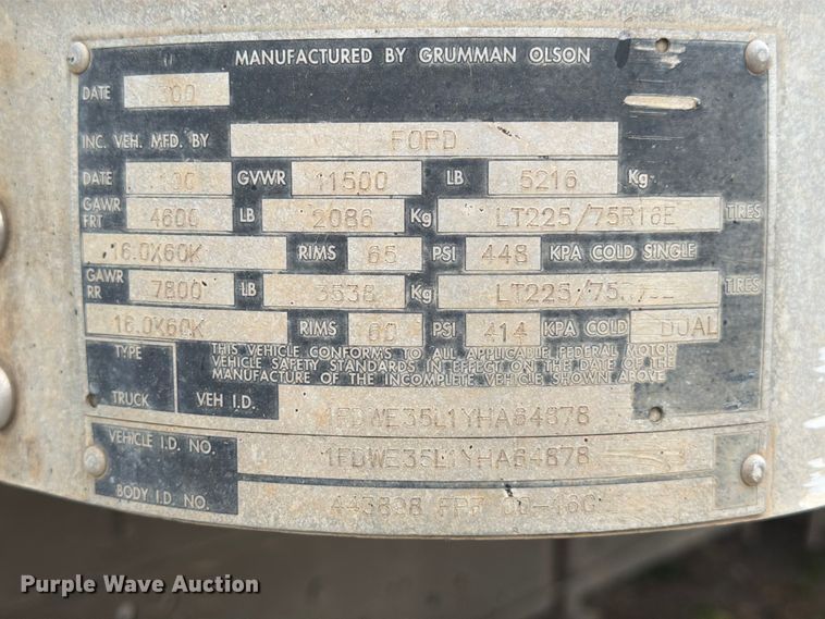 image for item DX5887 2000 Ford E350 box truck