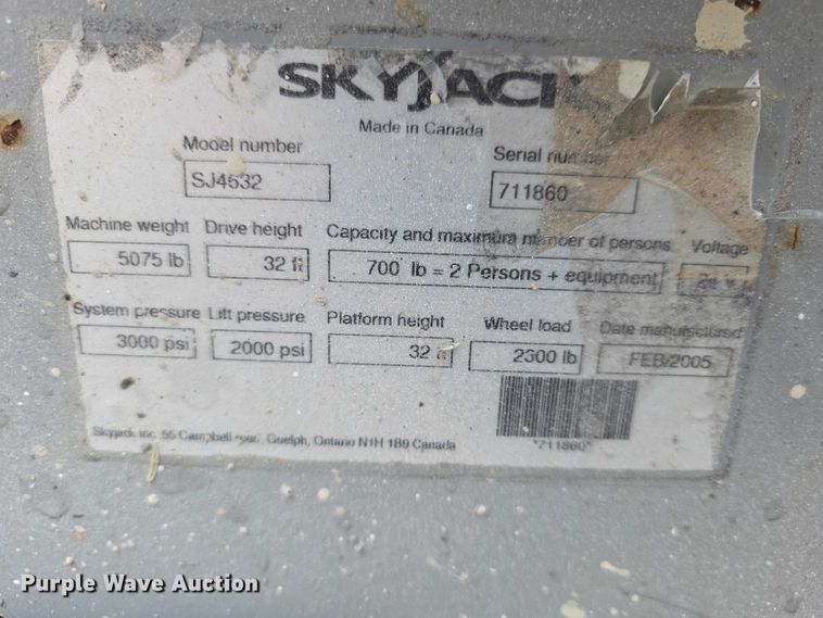 image for item DZ3582 Skyjack SJ111 4632 vertical lift