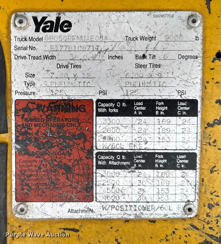 image for item EA2094 Yale GP050RFNUAE084 forklift