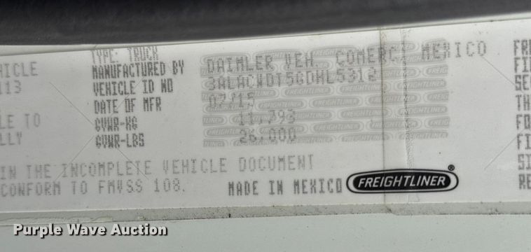 image for item EA2101 2016 Freightliner M2 box truck