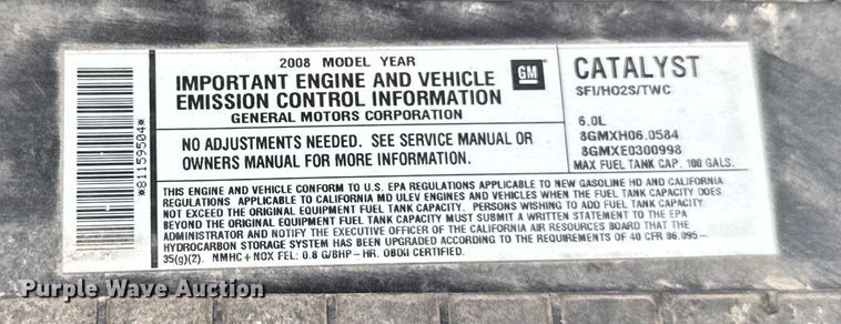 image for item EA2104 2008 Chevrolet Express 3500 box truck