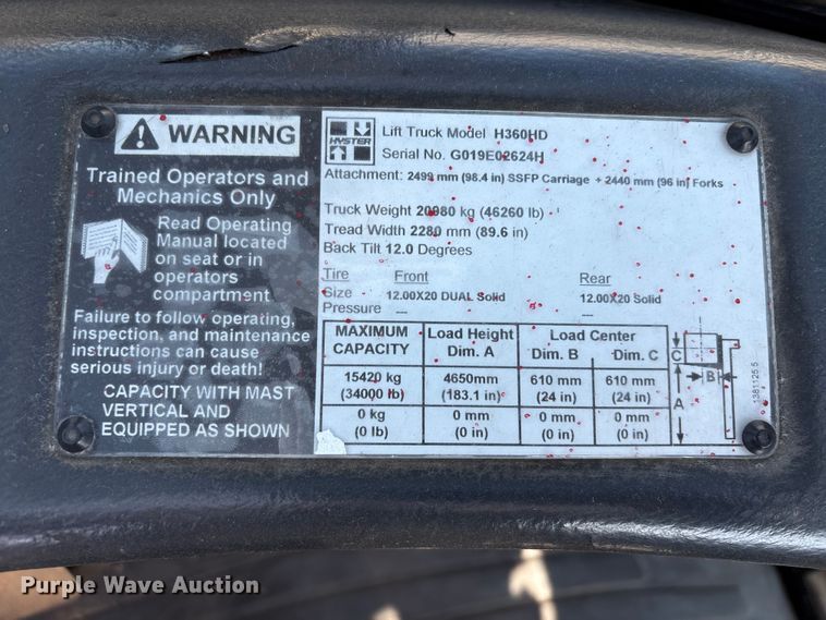 image for item EA7037 2010 Hyster H360HD forklift