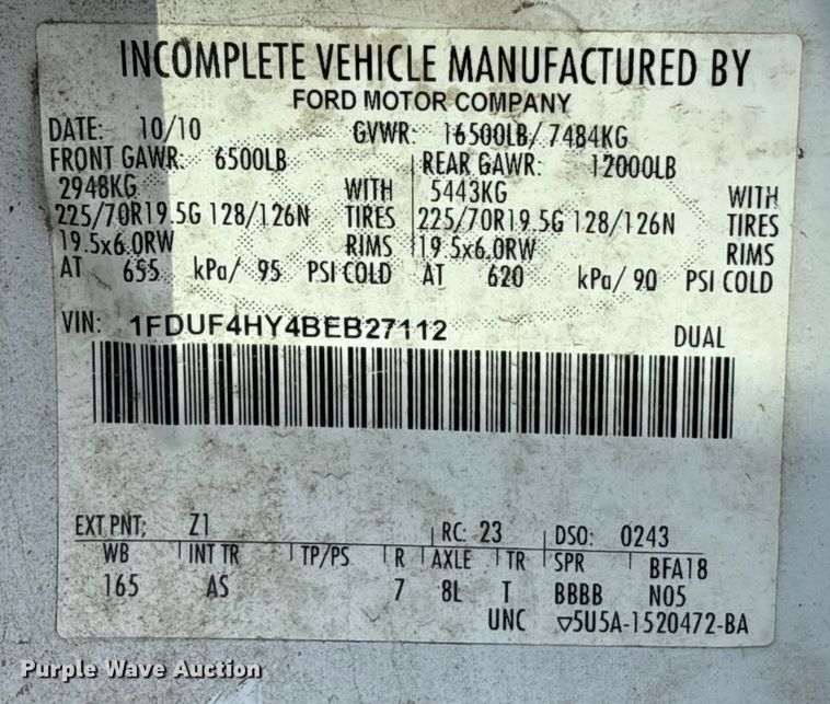 image for item EA7119 2011 Ford F450 Super Duty bucket truck