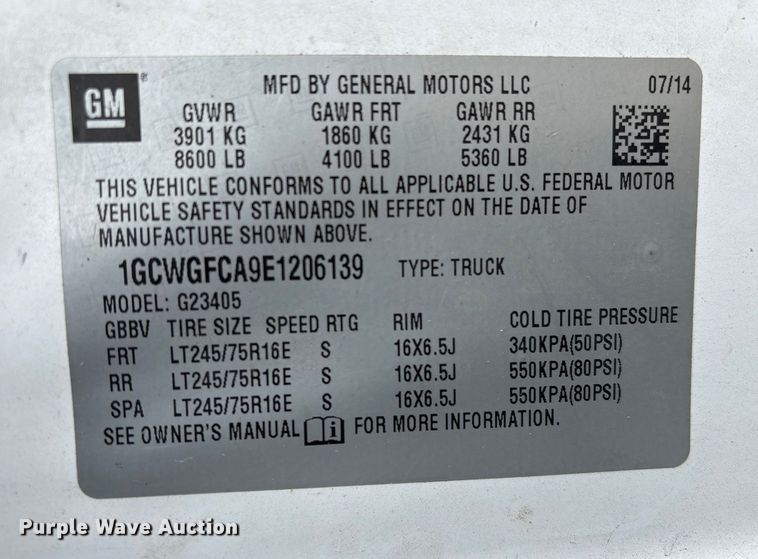 image for item EA7127 2014 Chevrolet Express 3500 van