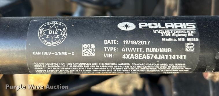 image for item EA7741 2018 Polaris Sportsman 570 EFI ATV