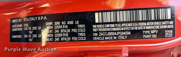 image for item EA7743 2018 Jeep Renegade SUV