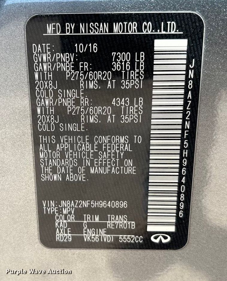 image for item EA7744 2017 Infiniti QX80 SUV