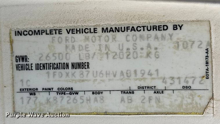 image for item EA7786 1987 Ford F8000 utility / service truck