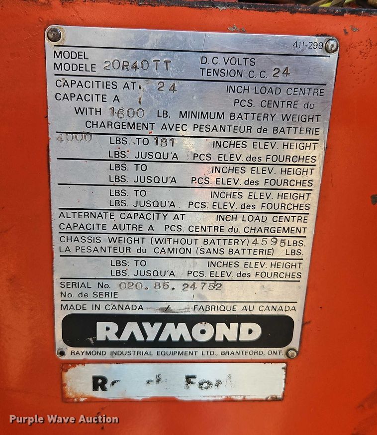 image for item EB8463 Raymond 20R40TT forklift