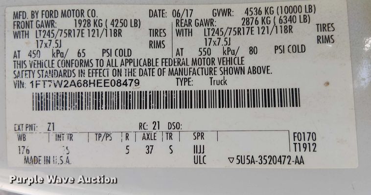 image for item EC1303 2017 Ford F250 Super Duty Crew Cab utility bed pickup truck