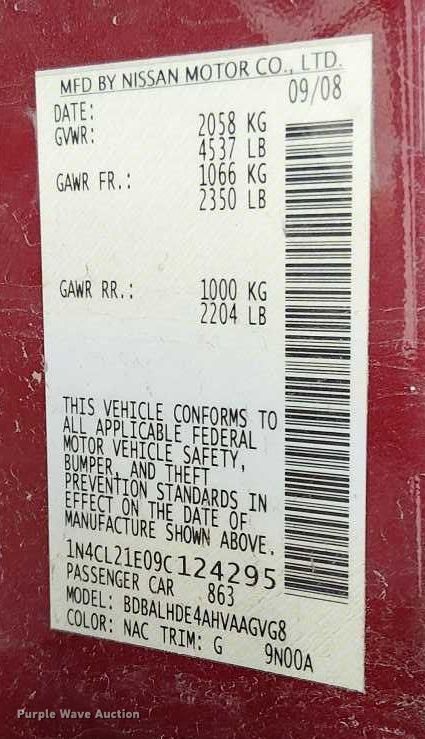 image for item EC1313 2009 Nissan Altima 