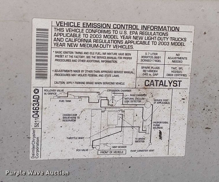 image for item EC1314 2003 Dodge Ram 2500 Quad Cab pickup truck