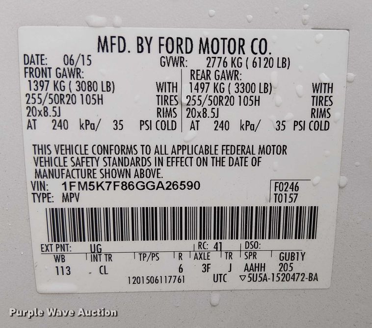 image for item EC1328 2016 Ford Explorer Limited SUV