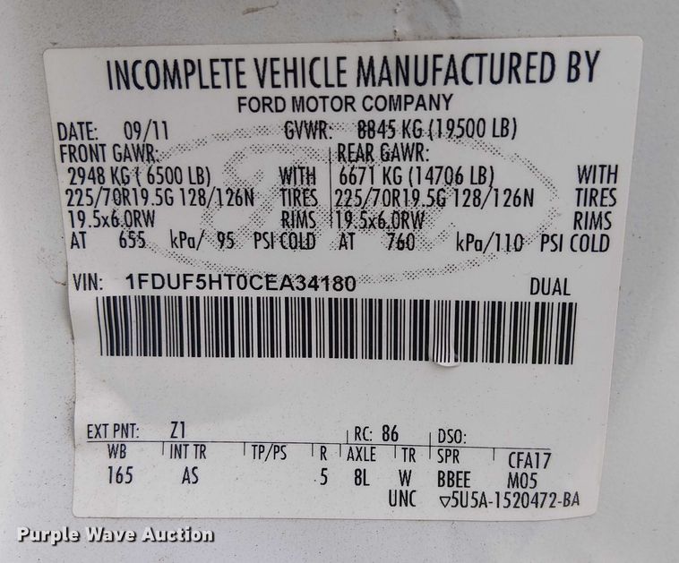 image for item EC1330 2012 Ford F550 Super Duty utility / service truck