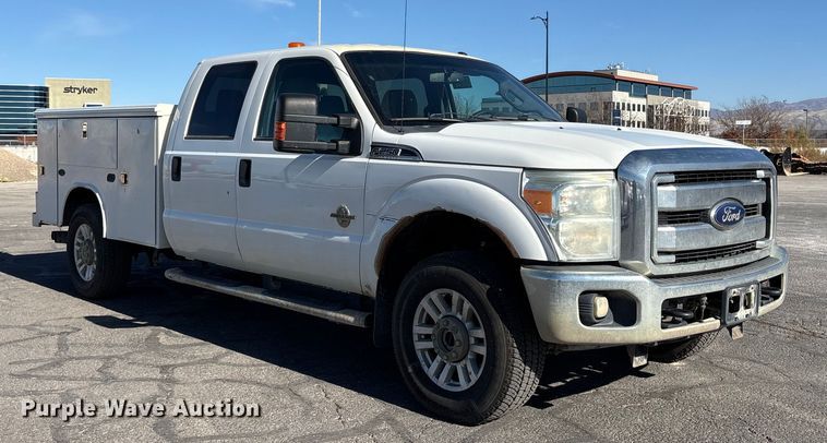 image for item EC8122 2015 Ford F250 Super Duty XLT Crew Cab utility bed pickup truck