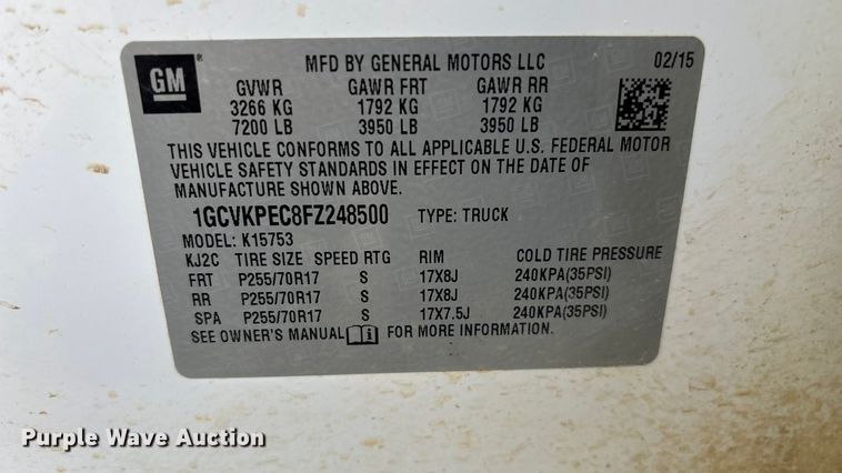 image for item ED2344 2015 Chevrolet Silverado 1500 Double Cab pickup truck