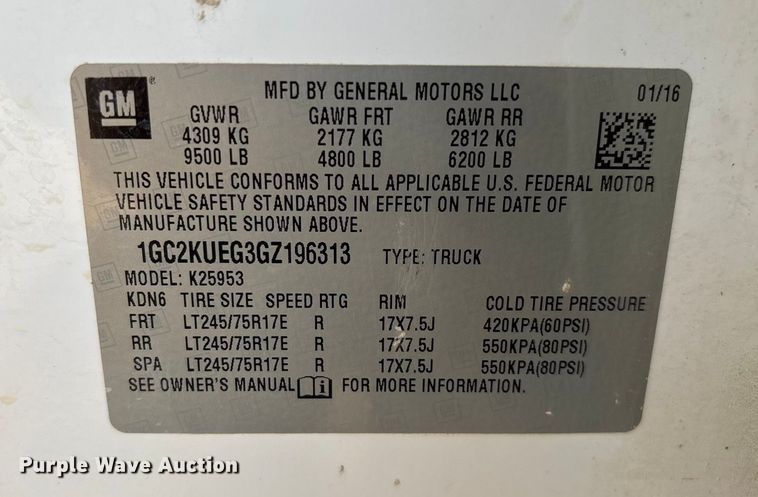 image for item ED2390 2016 Chevrolet Silverado 2500HD Double Cab bale bed pickup truck