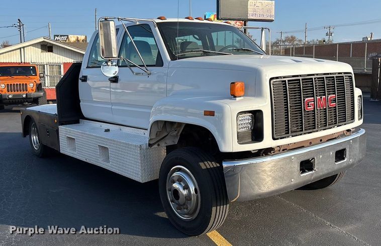image for item ED2398 1997 GMC C6500 Crew Cab flatbed truck