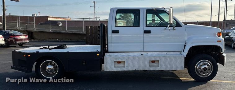 image for item ED2398 1997 GMC C6500 Crew Cab flatbed truck