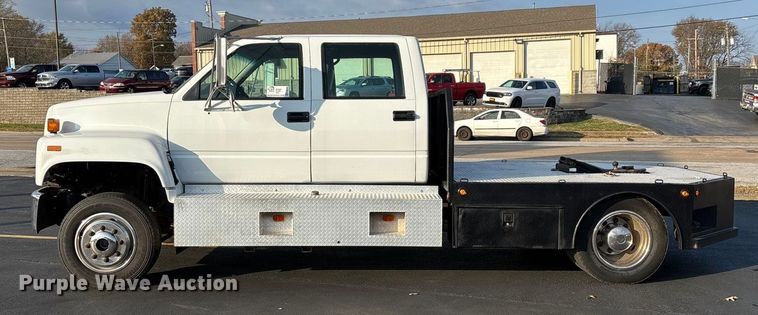 image for item ED2398 1997 GMC C6500 Crew Cab flatbed truck