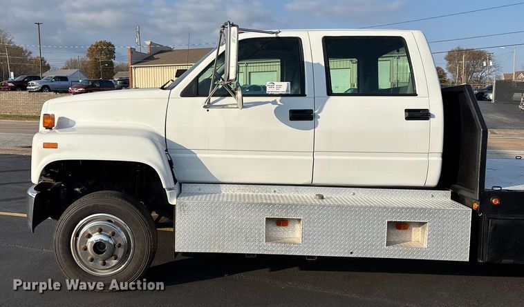 image for item ED2398 1997 GMC C6500 Crew Cab flatbed truck