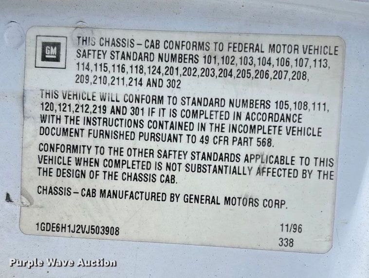 image for item ED2398 1997 GMC C6500 Crew Cab flatbed truck