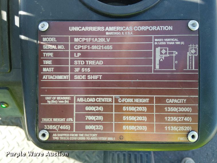 image for item EE4988 2017 UniCarriers CFS40 forklift