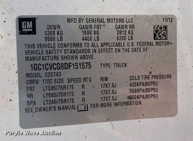 image for item EF6141 2013 Chevrolet Silverado 2500HD Crew Cab pickup truck