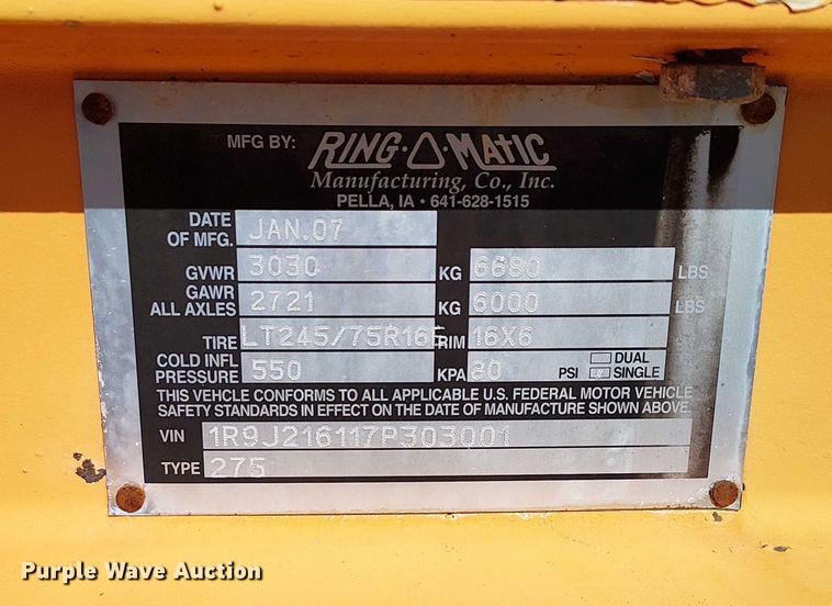 image for item EG1708 2007 Ring O Matic 275 vacuum excavator