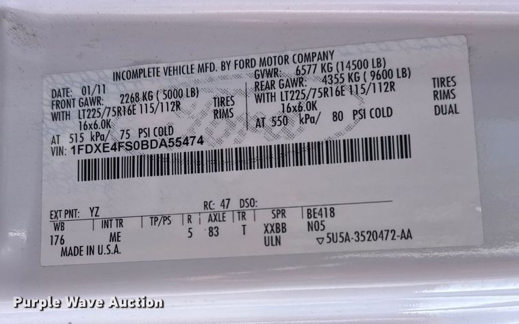 image for item EG1755 2011 Ford E450 medical exam van