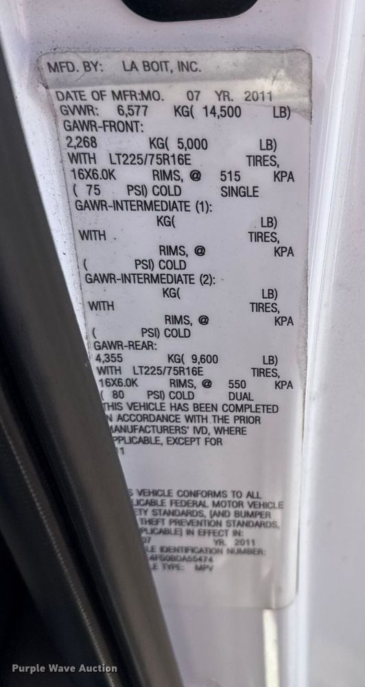 image for item EG1755 2011 Ford E450 medical exam van