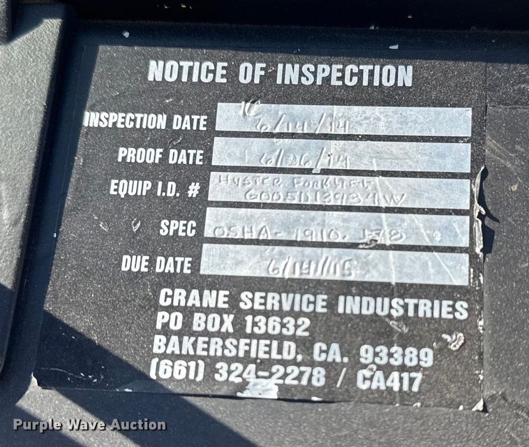 image for item EG1760 1999 Hyster H80XL forklift