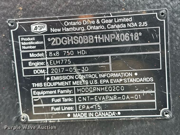 image for item EG5846 2017 Argo 8x8 750 HDi amphibious vehicle