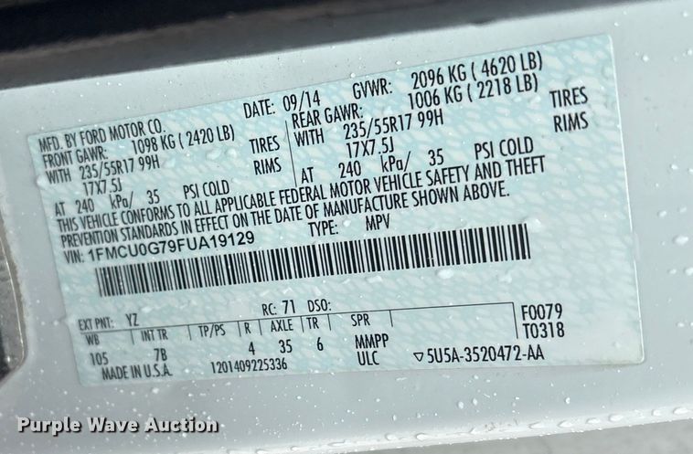 image for item EG8298 2015 Ford Escape SUV