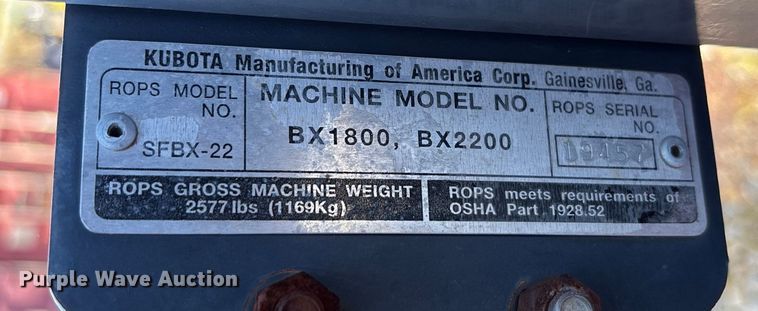 image for item EJ7723 Kubota BX2200D MFWD tractor