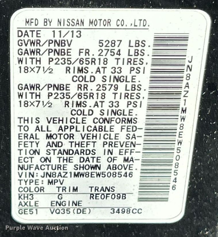 image for item EK8361 2014 Nissan Murano SL SUV