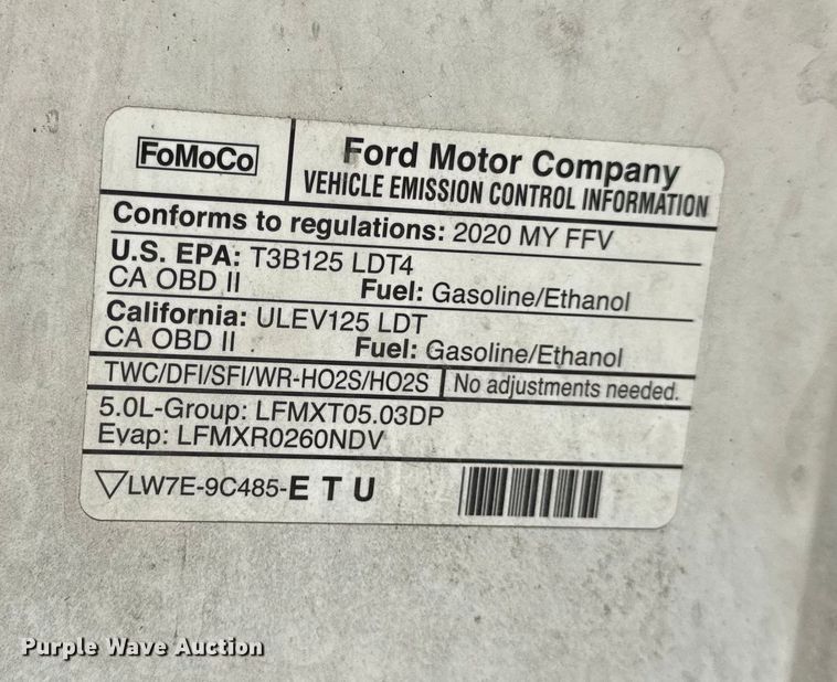 image for item EN0708 2020 Ford F150 XLT SuperCrew pickup truck