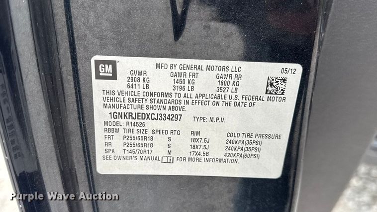 image for item EN0714 2012 Chevrolet Traverse LT SUV