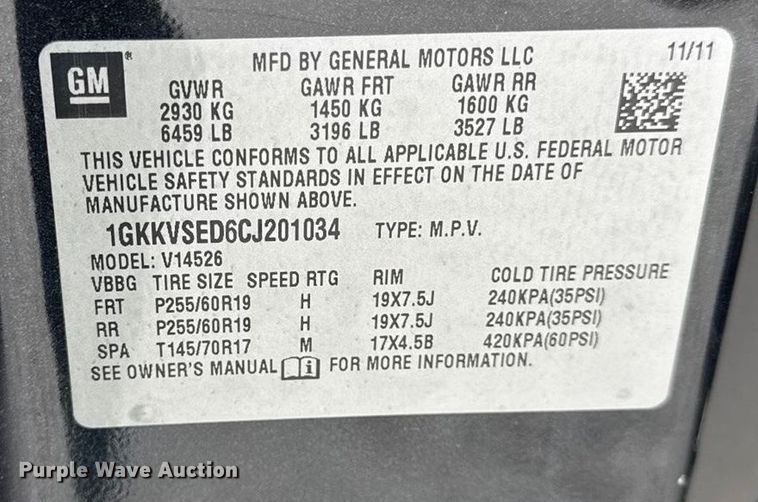 image for item EN0716 2012 GMC Acadia SLT SUV