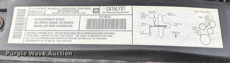 image for item EN0719 2003 Chevrolet S10 LS Ext. Cab pickup truck