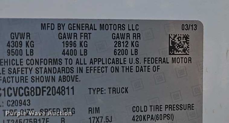 image for item EO4814 2013 Chevrolet Silverado 2500HD Crew Cab utility bed pickup truck